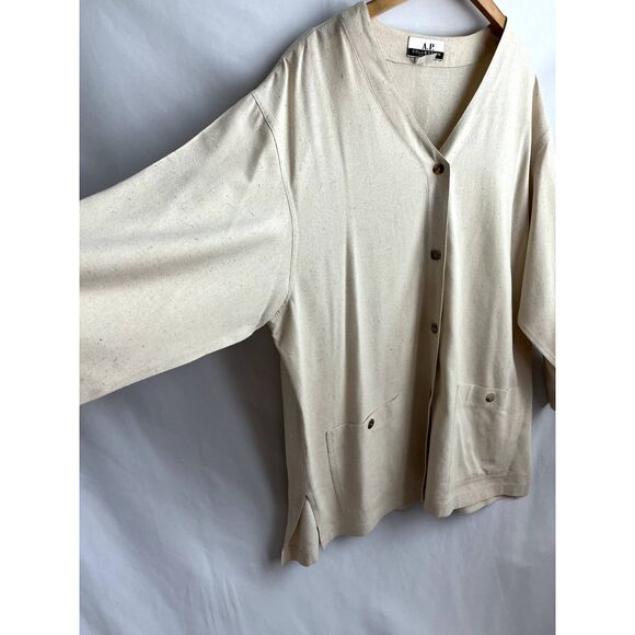 Vintage A.P. Collection Cream Lagenlook Shirt Plus Size 1X Natural Minimalist - Picture 3 of 8